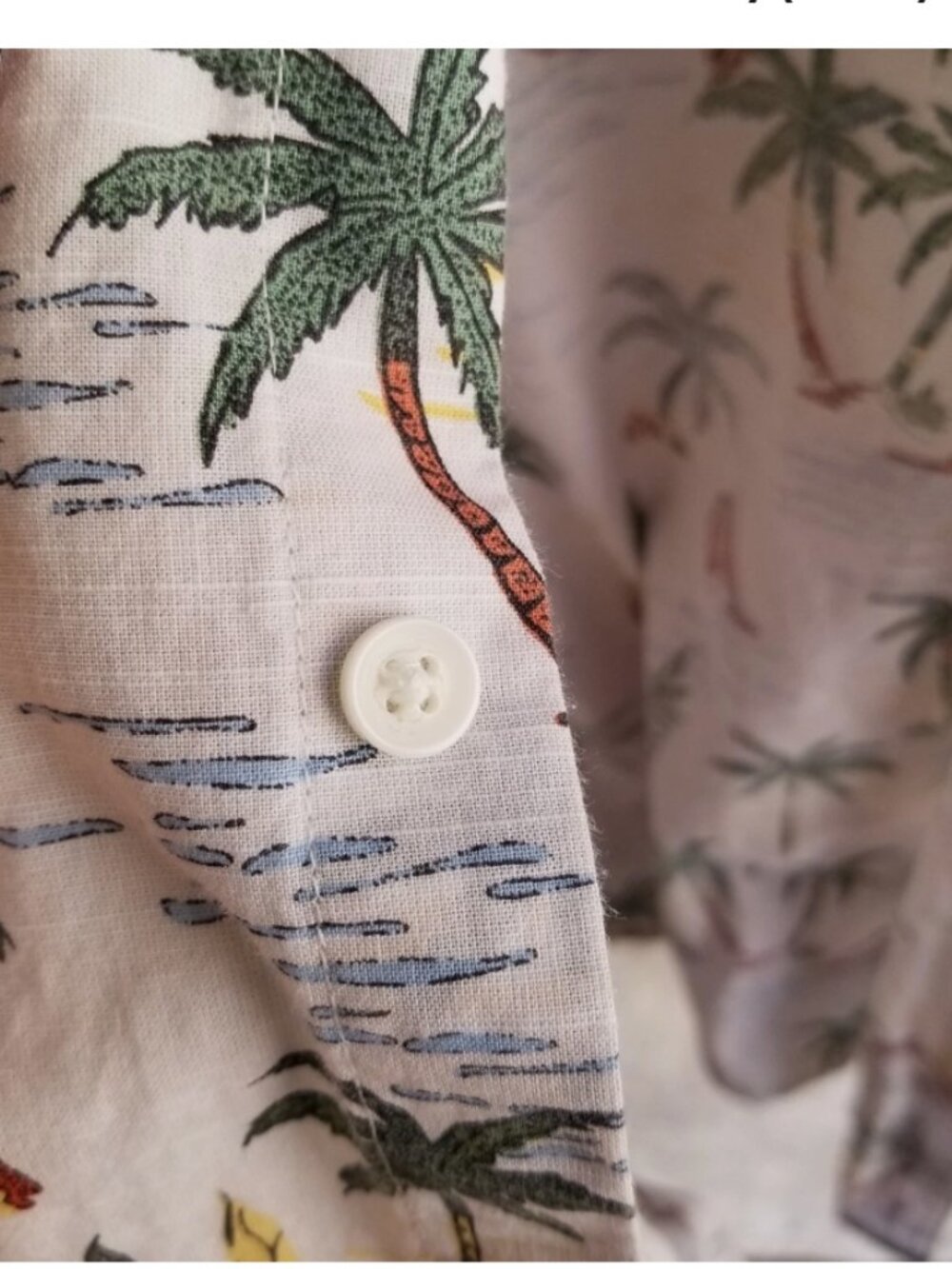 Short Sleeve Button Up Shirt Mens XL Lobster Palm Tree Print Cotton Vacation - Picture 7 of 8